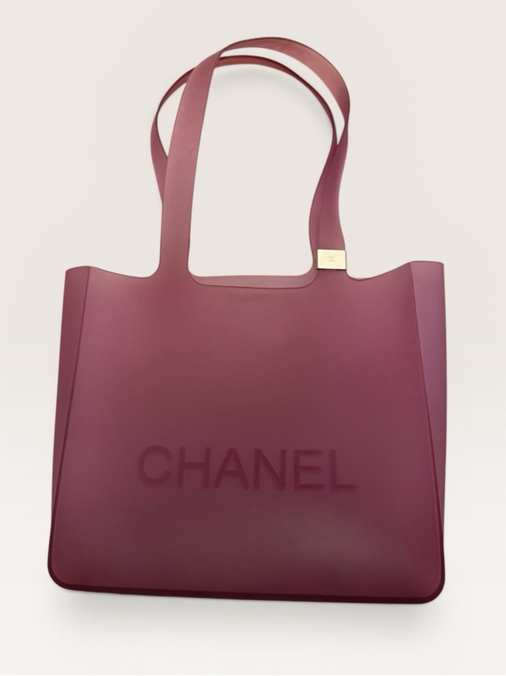 Chanel Purple Jelly Tote Bag Rubber Shopper Beach Pool Summer Designer Carryall